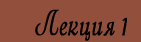 Лекция 1